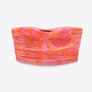 NWT Zara Strapless Pink “Tulle Corset Top”